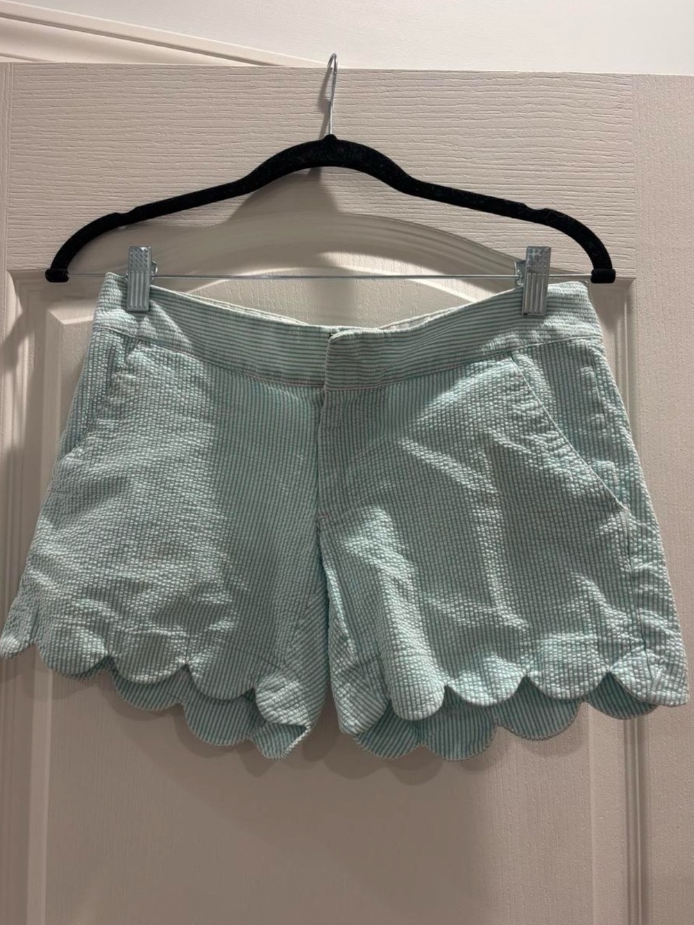 Lilly Pulitzer Mint Green Scalloped Hem High-Waist Shorts